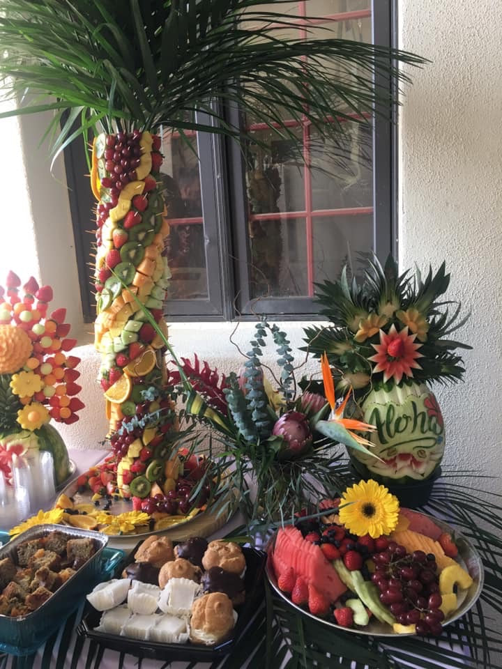 Hawaiian catering tropical fruit display luau buffet event